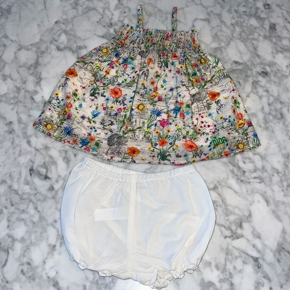 BABY DIOR FLORAL DRESS SET 3M